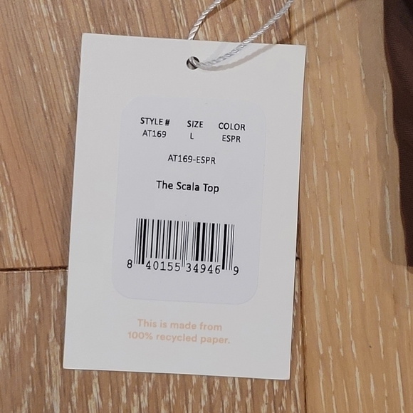 Andie Swim Espresso Brown Bandeau Padded Scala bikini top size L NWT - Picture 8 of 10